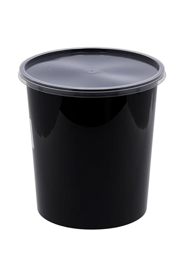 Packwell Black Base Microwave Round Shaped Container with Clear Lid 200-Pieces, 1000 ml Capacity, Bl