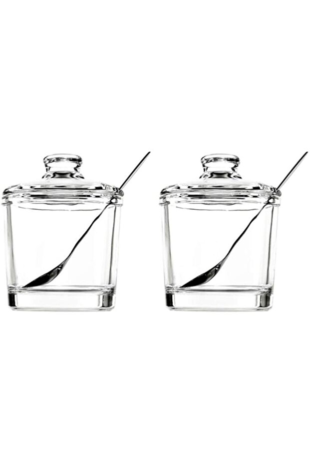 123Arts Glass Sugar Bowl Spice Jar Seasoning Pots with Lid Spoon
