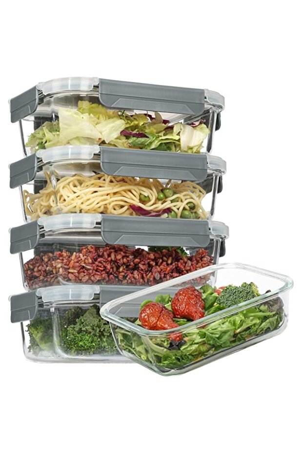 Vtopmart 5 Pack 35oz Glass Food Container, Containers for Kitchen Food with Snap Locking Lids for Mi