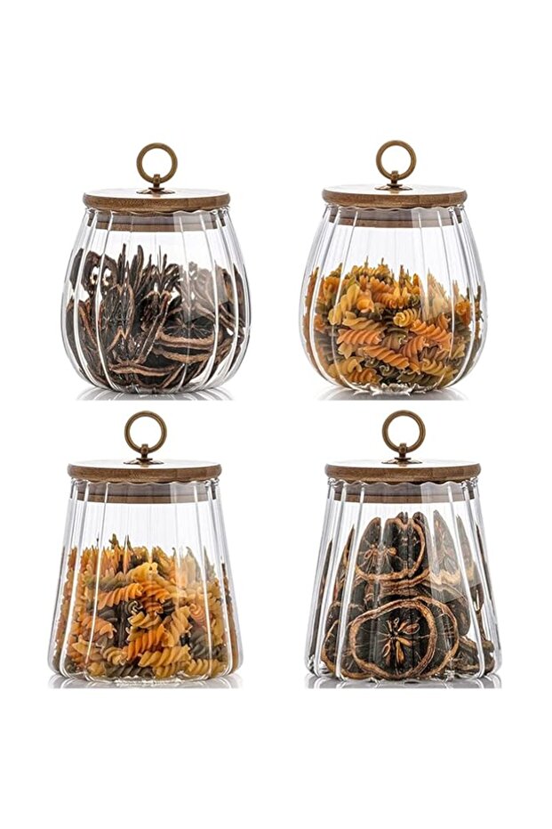 i Glass Storage Jars with Airtight Lids, Decorative Coffee Bar Container with Airtight Bamboo Lid Me