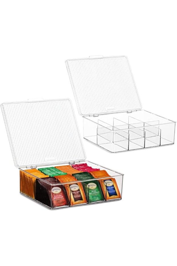 Excefore Stackable Plastic Tea Bag Organizer, Packets, Pouches Stackable Fridge Organizers for Freez