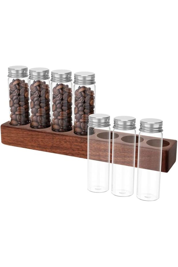 Coffee Bean Storage Tubes, Portable Coffee Bean Jars Canisters, Coffee Bean Storage Tubes with Walnu