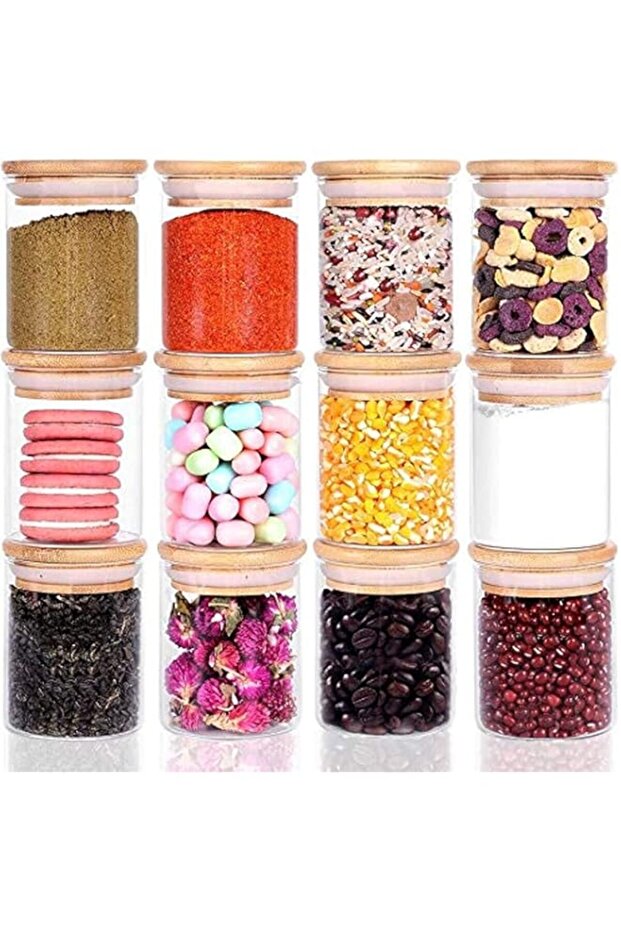 GGerou Glass Storage Jars with Natural Bamboo Lids,Food Storage Jars Containers 6oz /150 ml,Gla