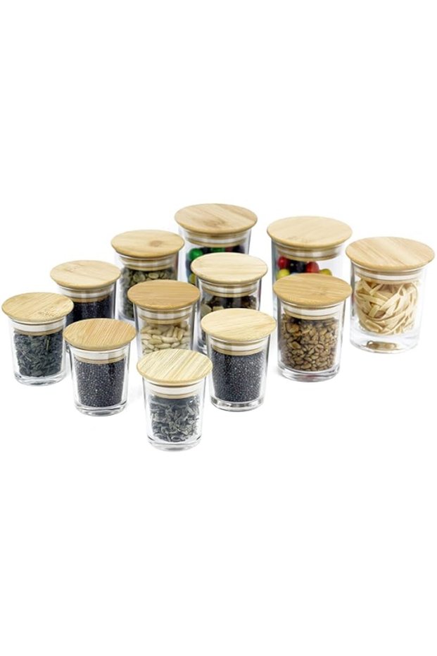 AL WARA BOTTLES Glass Storage Jar with Wooden Lids Food Jars Kitchen Food Storage Containers For Tea