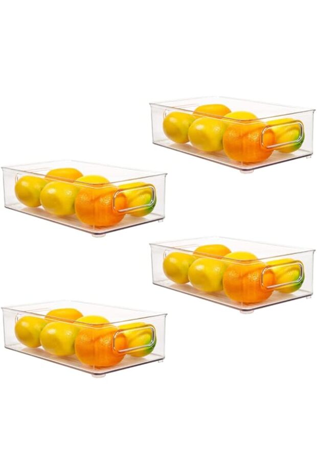 FCG Home – Stackable Plastic Fridge Storage Organizer Bin Box, Ideal for Fridge Pantry Kitchen Bat