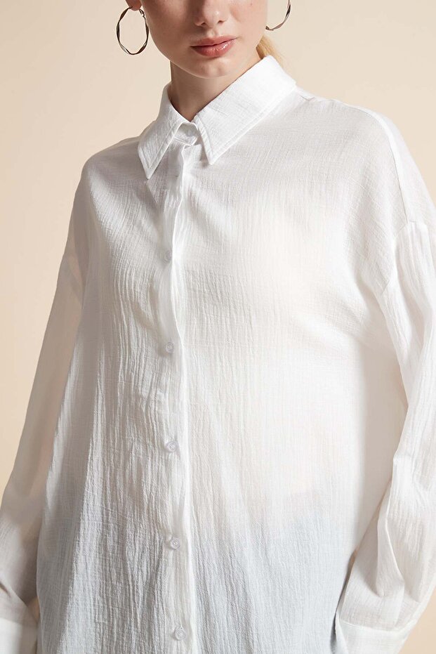 Solid Button-Front Shirt - 4