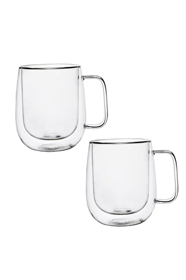150-350ml 350ml-2Pcs 1/2Pc Double Wall Glass Mug High Borosilicate Heat Resistant Coffee Cup with Ha