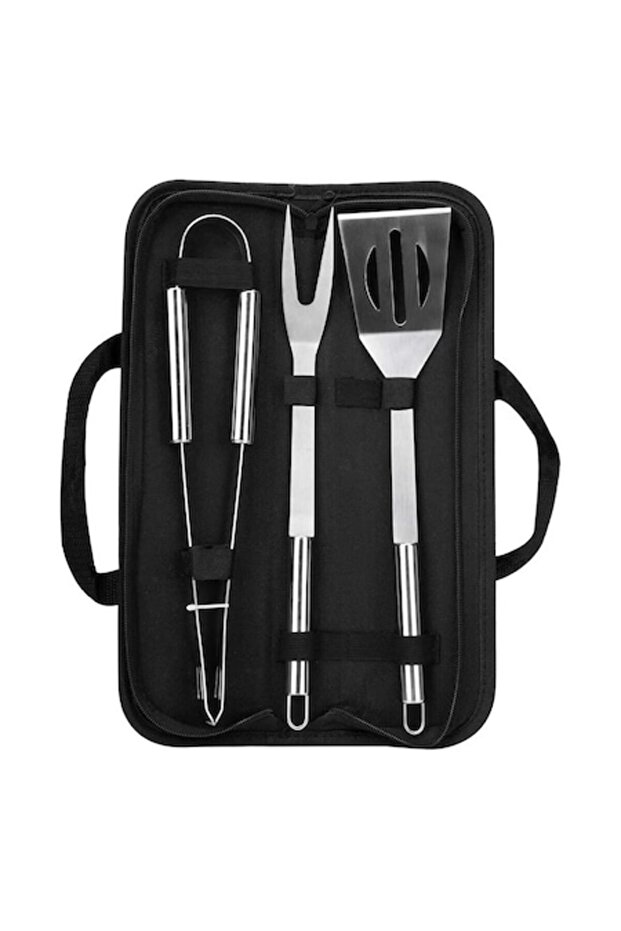 Set 3 Ustensile pentru Gratar, OPTIM SOLUTION, Paleta, Cleste, Furculita - 1