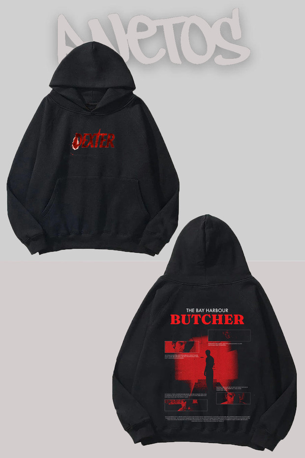 Dexter 9 Design Black Front and Back Printed Sweatshirt
