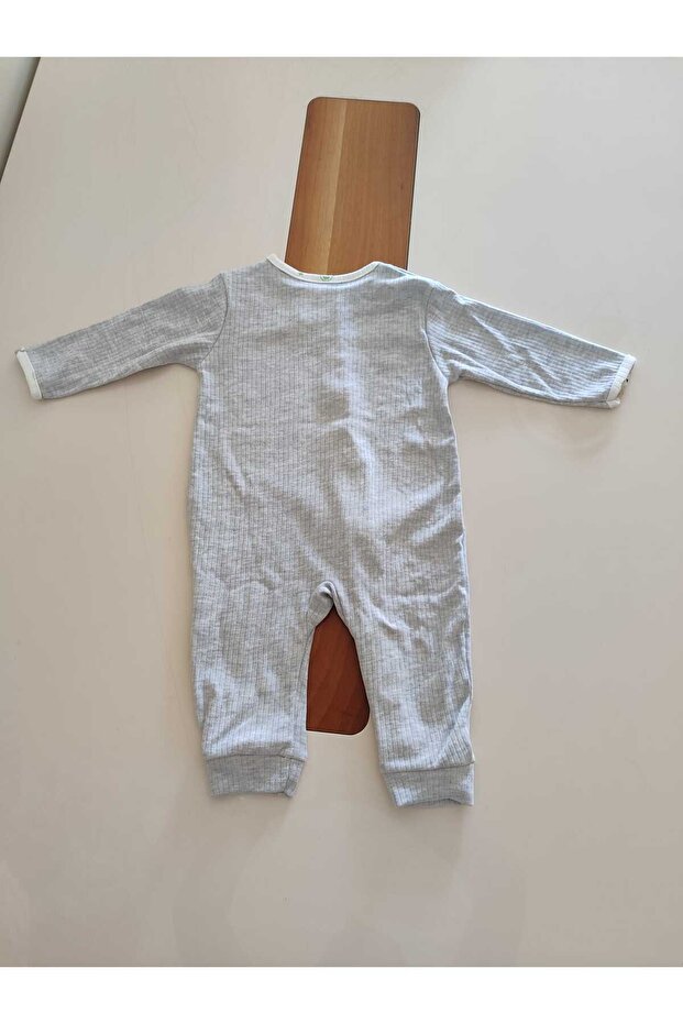 PANDA DESENLİ ÖNÜ FERMUARLI UZUN KOLLU ERKEK BEBEK TULUMU - 2