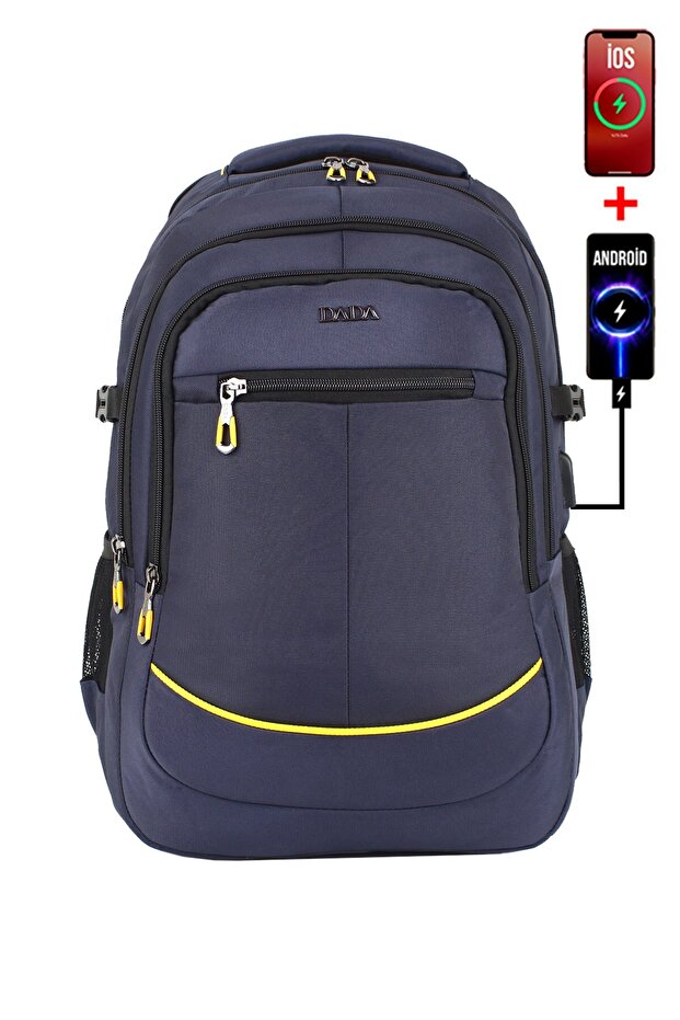 Large Size Travel Daily Backpack 60 Liters 17.3 Inches Orthopedic Waterproof Fabric Dada 09 Navy Blue