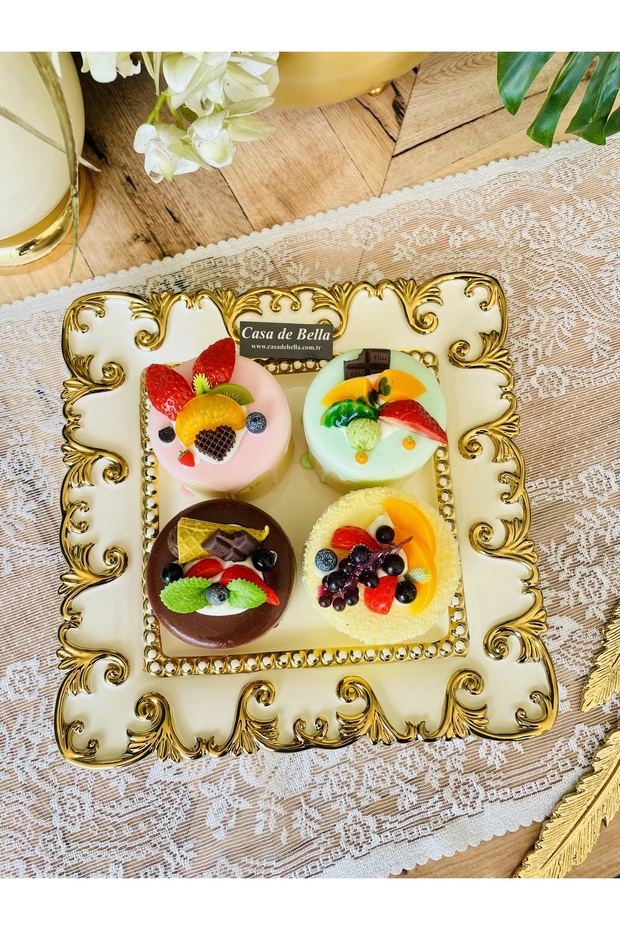 Valonia Gold Large Size Square Presentation Service 26cm
