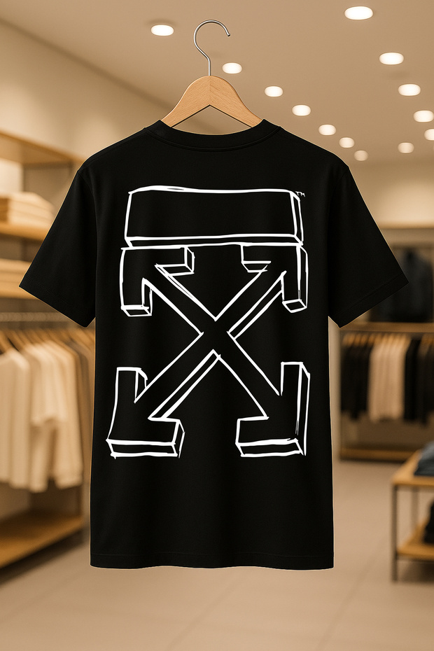Off-White 3D Printed Oversize Unisex 100% Cotton Breathable Thick Fabric T-Shirt