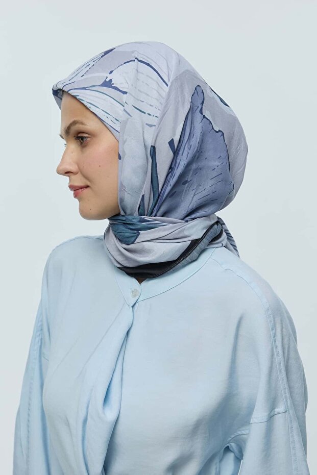 Şakayık Desen Bambu Eşarp - 4