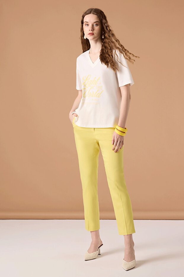 Slim Fit Pantolon Sarı - 1