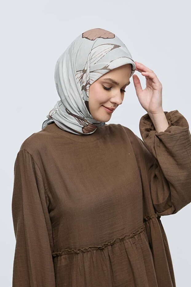 Şakayık Desen Bambu Eşarp - 3