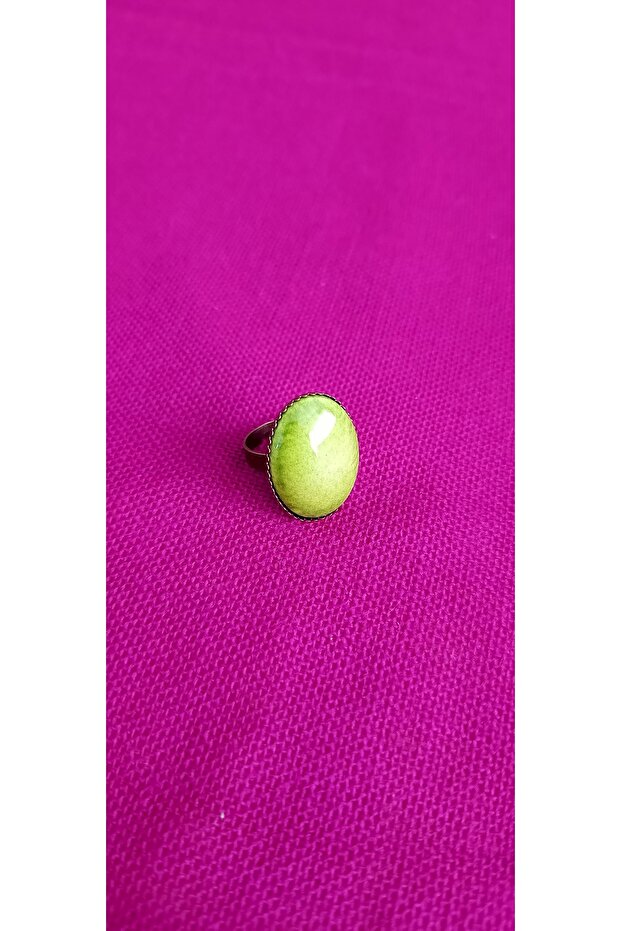 خاتم نحاسي قابل للتعديل مرصع بالحجر - 1