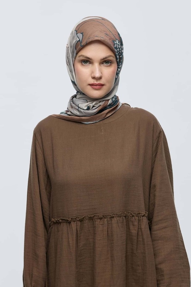 Şakayık Desen Bambu Eşarp - 1