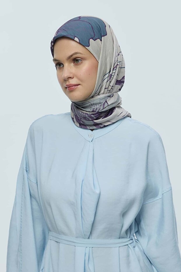 Şakayık Desen Bambu Eşarp - 2