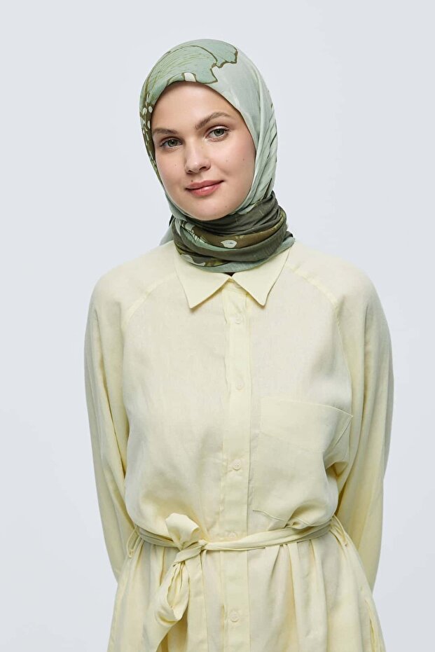 Şakayık Desen Bambu Eşarp - 1