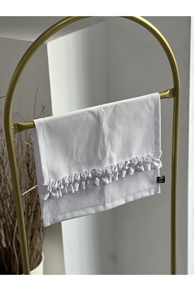 Ivory Linen Ruffled Dishcloth