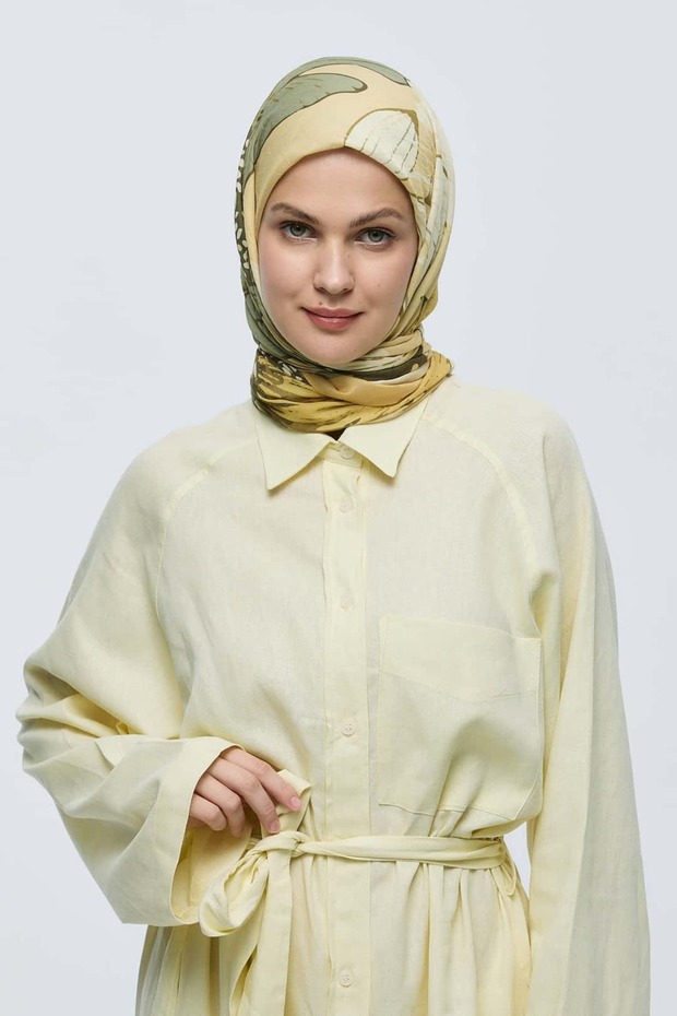 Şakayık Desen Bambu Eşarp - 1