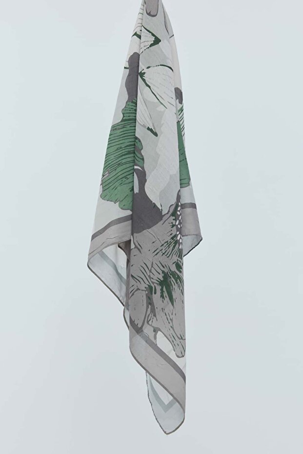 Şakayık Desen Bambu Eşarp - 4