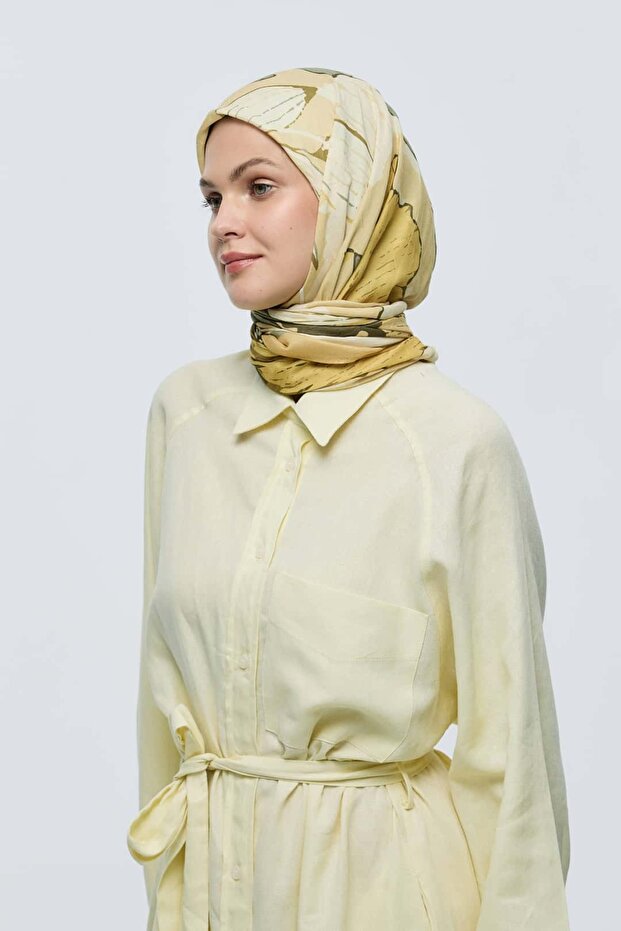 Şakayık Desen Bambu Eşarp - 2