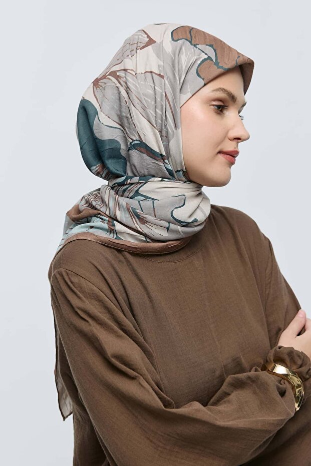 Şakayık Desen Bambu Eşarp - 3