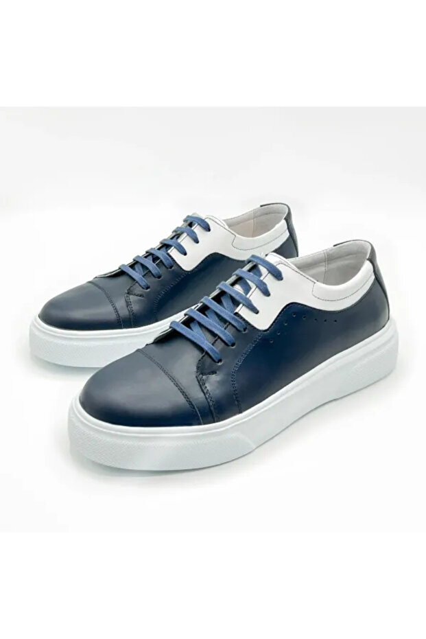 Sneakers with inserts White, Blue Leather - 1
