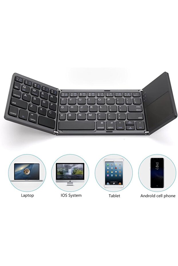 Foldable Bluetooth Keyboard with Touchpad Ultra-Portable Wireless Mini Keyboard for Tablets & Phones - 5