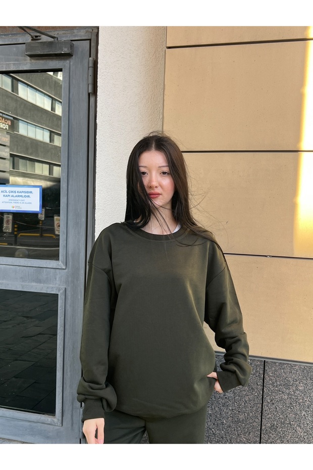 bisiklet yaka sweatshirt basic unisex - 2