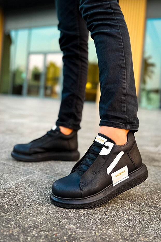 Ch131 Frogner Men's Sports Casual Lace-Up Leather Boots Cst - Black/White