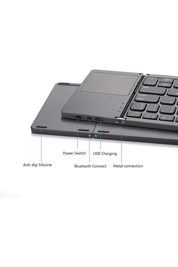 Foldable Bluetooth Keyboard with Touchpad Ultra-Portable Wireless Mini Keyboard for Tablets & Phones - 7