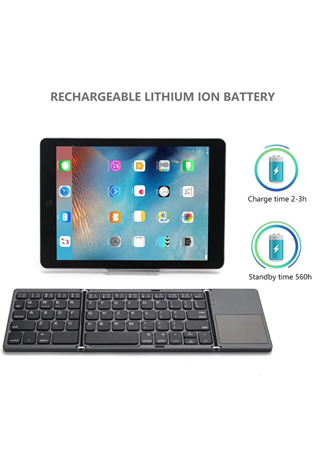 Foldable Bluetooth Keyboard with Touchpad Ultra-Portable Wireless Mini Keyboard for Tablets & Phones - 4
