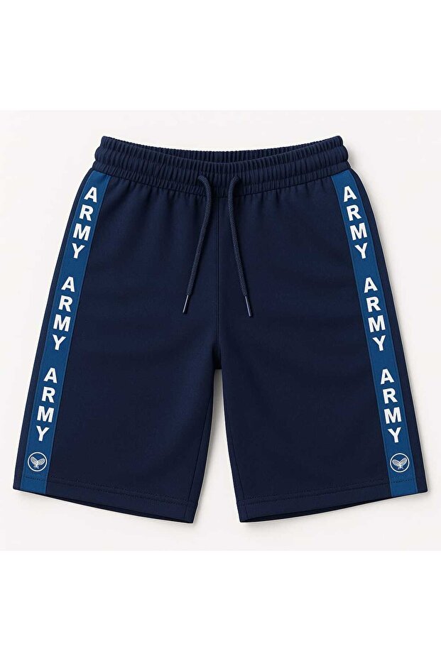 Children's Shorts with Printed Stripes, 2-Ply Compact, Non-Pilling, Non-Deteriorating Fabric