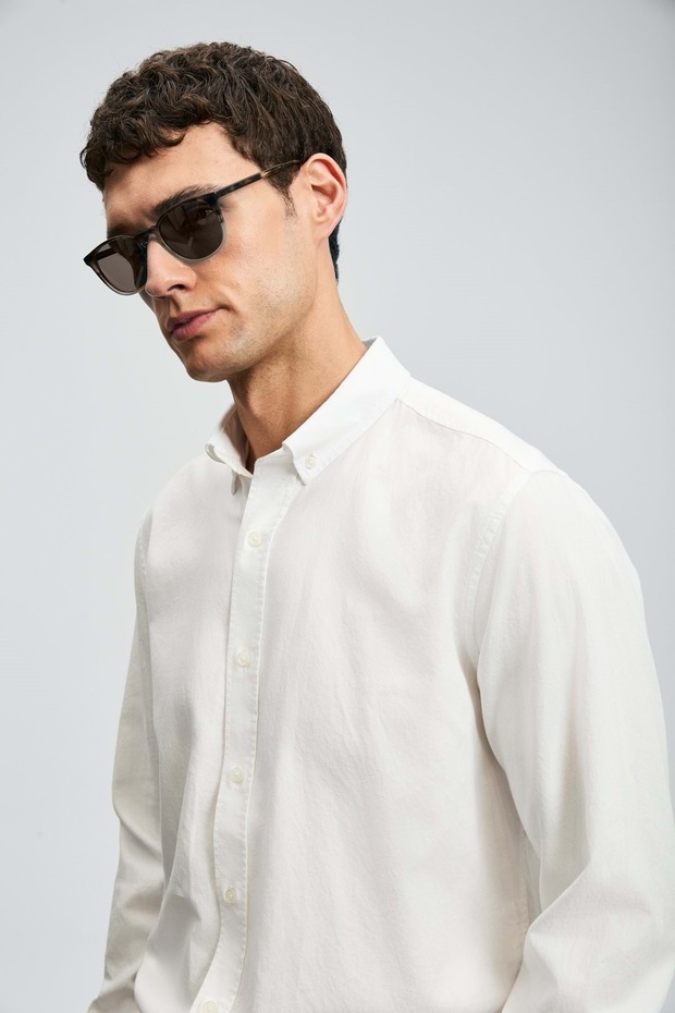 112010676 Danıel Erkek Basic Gömlek Regular Fit Erkek Gömlek GRİ - 5