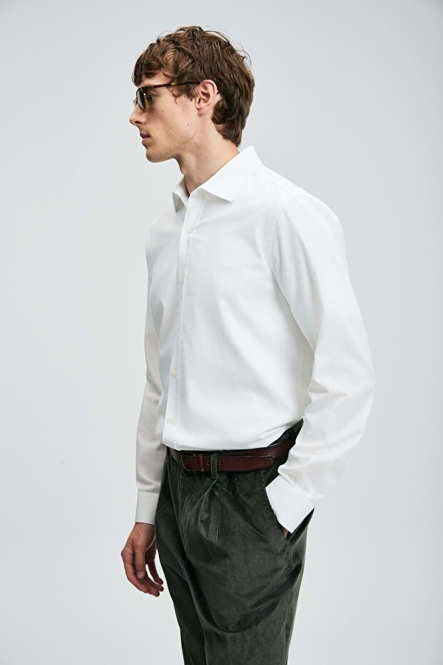 112010678 Veran Erkek Basic Gömlek Regular Fit Erkek Gömlek BEYAZ - 5