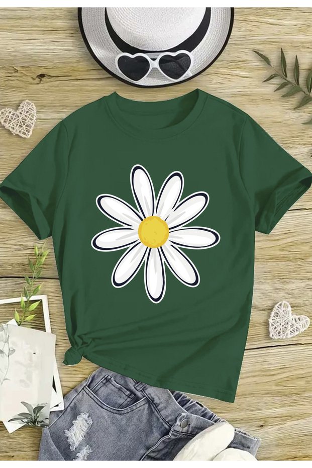 Yellow Children's T-Shirt with Floral Print