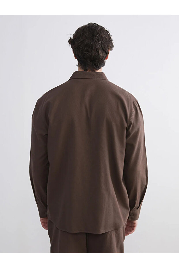 XSIDE Kahverengi Regular Fit Uzun Kollu Kadife Erkek Gömlek - 3