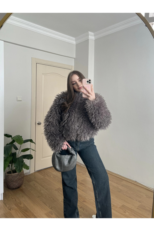 Antrasit Kürk Ceket - 3