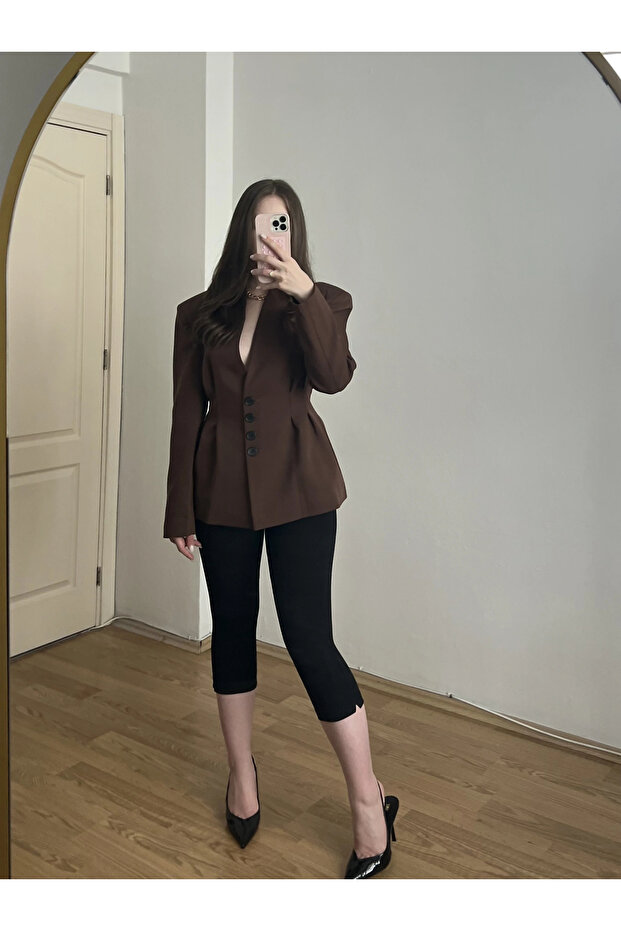 Çelik Örme Siyah Kapri Tayt - 3