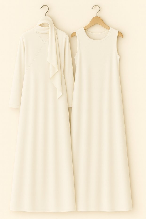 Namaz Dress and Inner Dress Set, 3-Piece Mevlüt Dress Set, Hijab Dress Set, with Shawl Gift