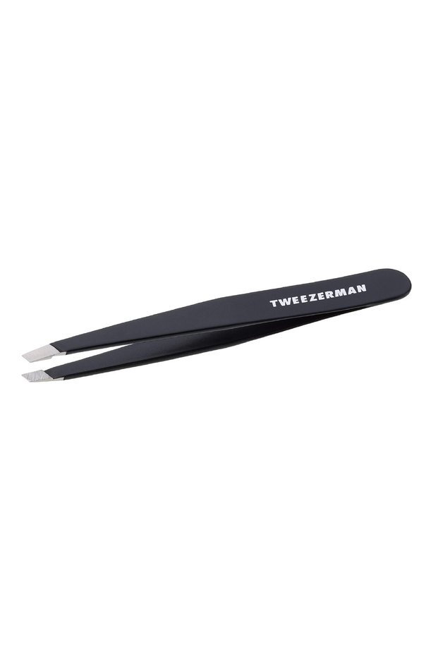 Stainless Steel Slant Tweezer - Eyebrow Tweezers for Women and Men (Black)