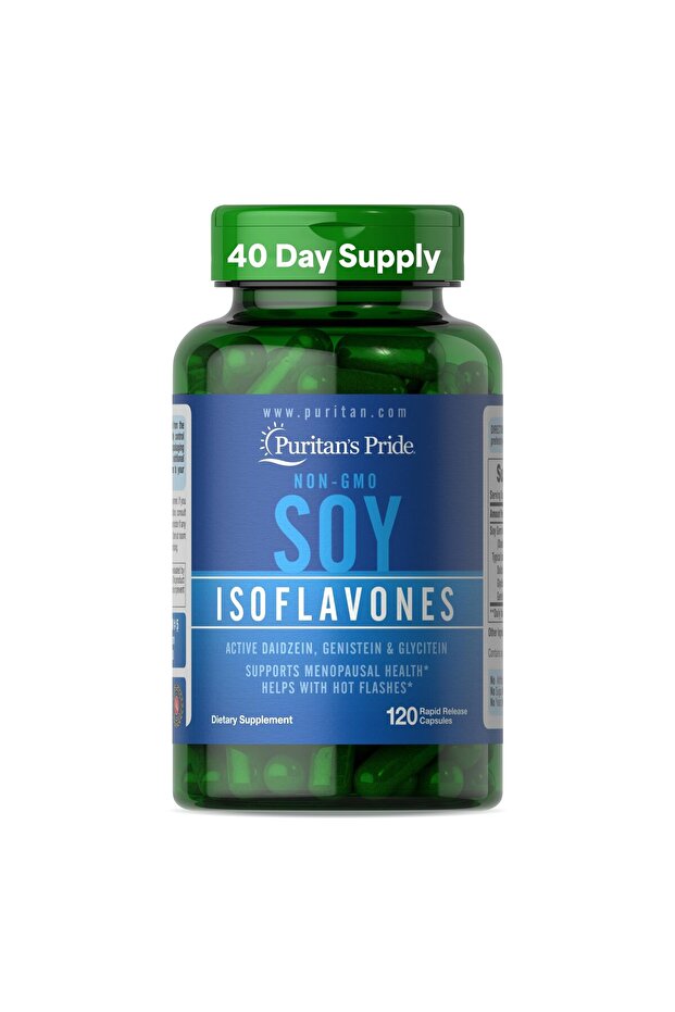 Non-GMO Soy Isoflavones 750mg for & Hot Flashes, 120 Capsules