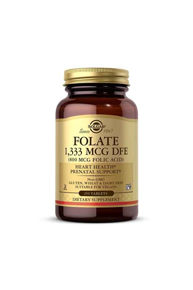 Folate 1,333 mcg DFE (800 mcg Folic Acid) - 250 Vegan Tablets - Prenatal Support