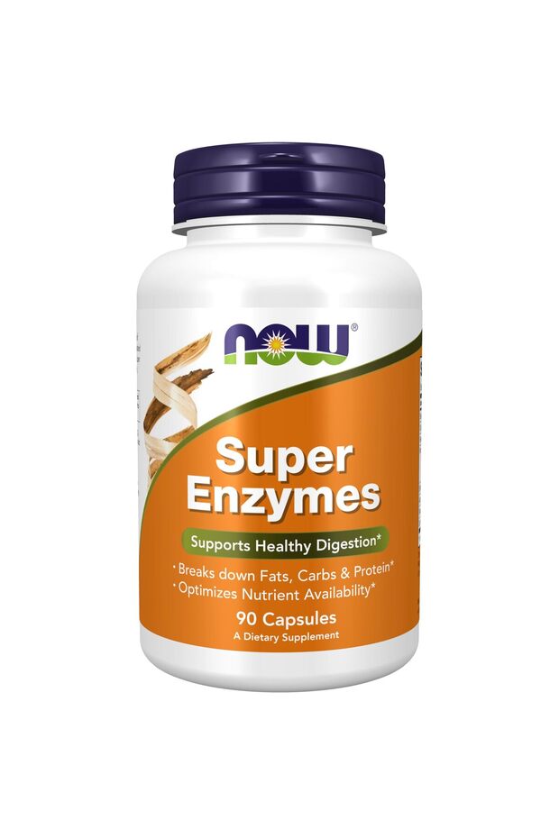 NOW Supplements Super Enzymes with Bromelain, Ox Bile, Pancreatin, Papain, 90 Capsules