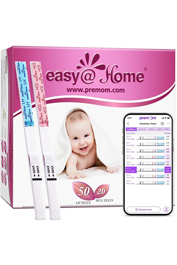 50 Ovulation Test Strips and 20 Pregnancy Test Strips Combo Kit, (50 LH + 20 HCG)-Package May Vary