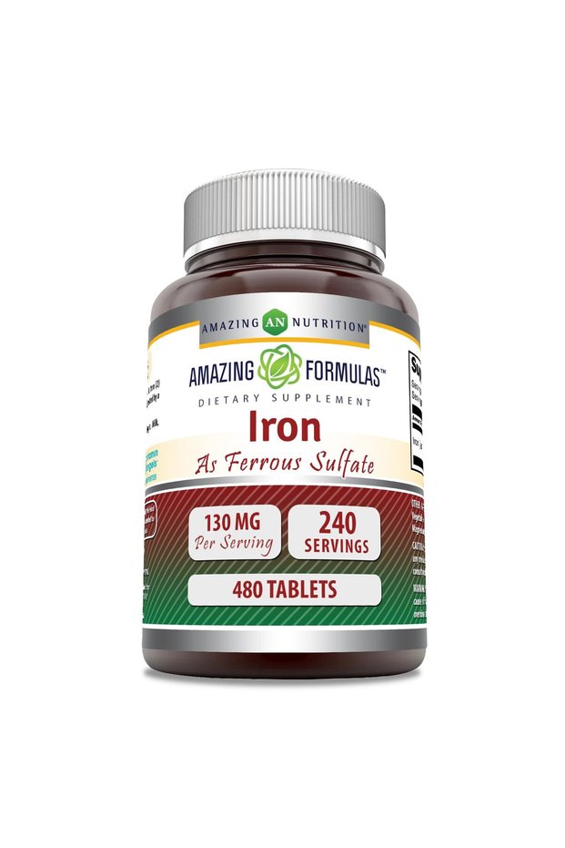 Amazing Formulas Iron 65mg Tablets, Non-GMO, Gluten Free, 480 Count