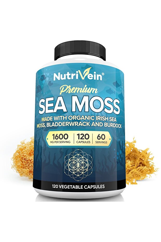 Organic Sea Moss 1600mg with Bladderwrack & Burdock - 120 Capsules